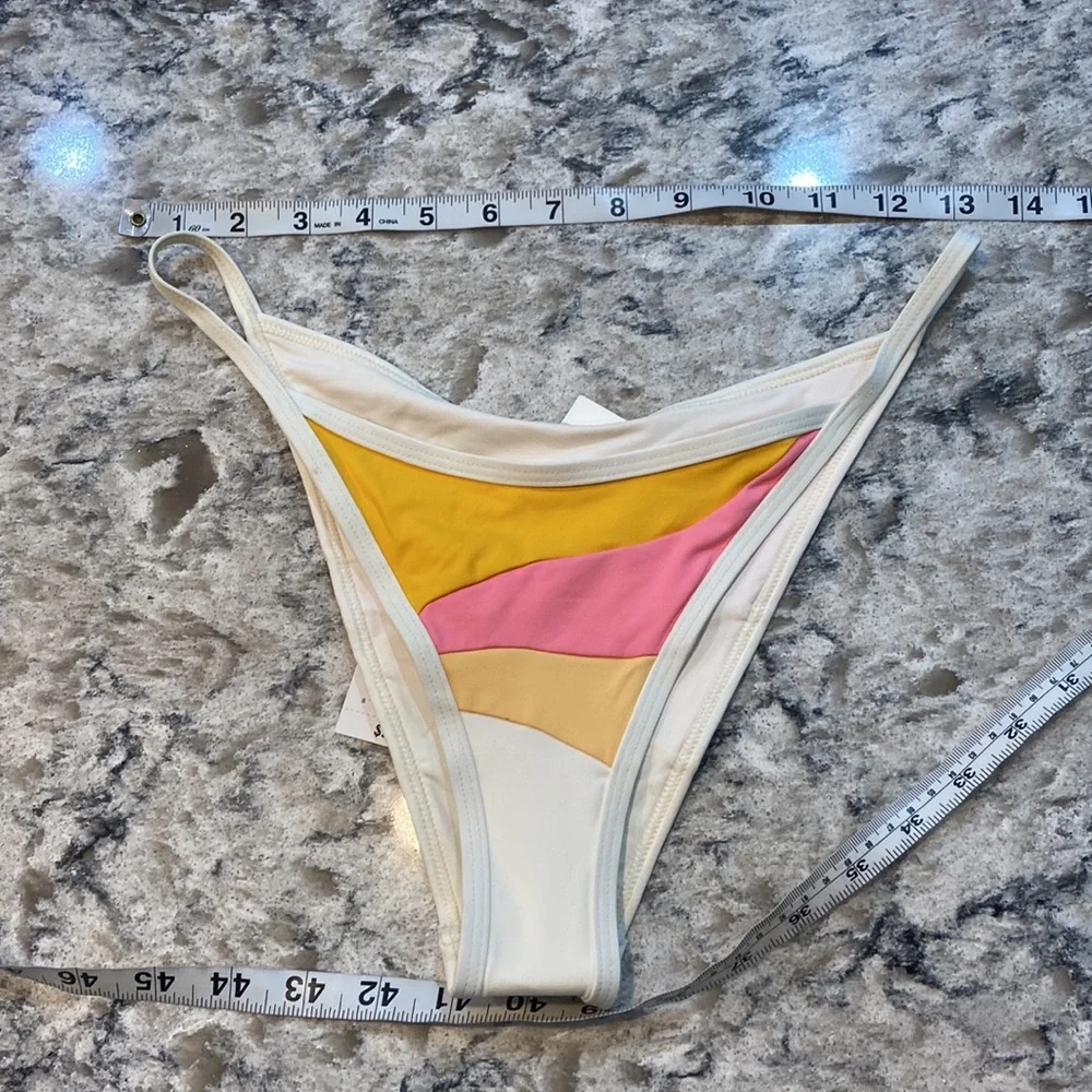 L*Space Daybreak Bitsy Bikini Bottom Medium Colorblock High Leg NWT
